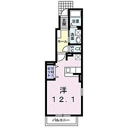 プラシード山越A ワンルームの間取図画像
