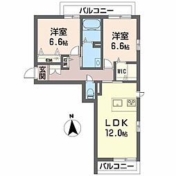 アイカエール 2LDKの間取図画像