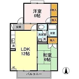 エスポワール34A 2LDKの間取図画像