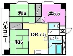 ゴトービルNo.7 3DKの間取図画像