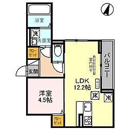 D-ROOM笹口 1LDKの間取図画像