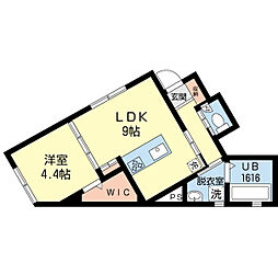 PRE沼垂東A 1LDKの間取図画像