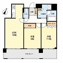 アデニウムタワー萬代橋 2LDKの間取図画像
