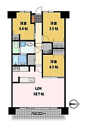 トレンディ三原 3LDKの間取図画像