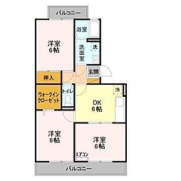 ランドウィン六番館 3DKの間取図画像