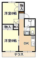 マンションアイリス 2DKの間取図画像