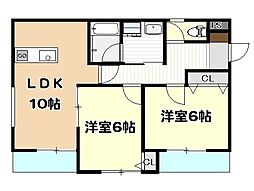 アビタシオン本町西棟 2LDKの間取図画像