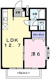 アネックス加藤B 1LDKの間取図画像
