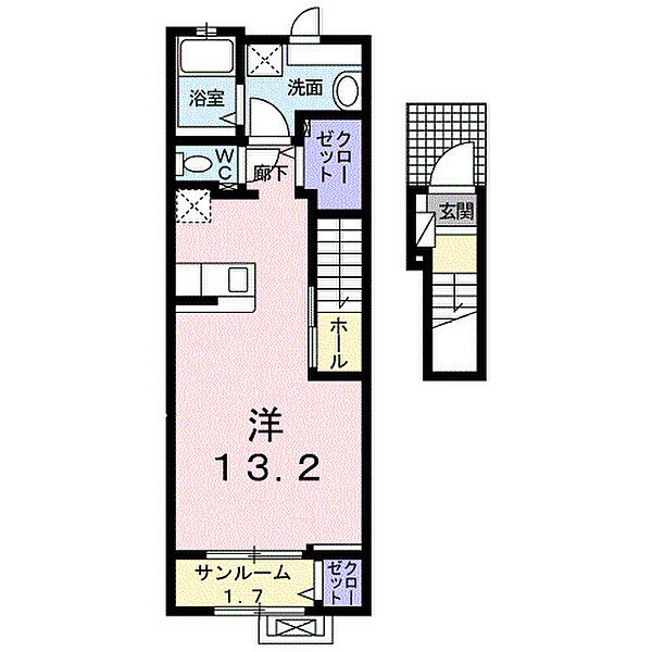 メゾン　ローレル 204｜宮城県石巻市大街道北4丁目(賃貸アパート1R・2階・40.94㎡)の写真 その2