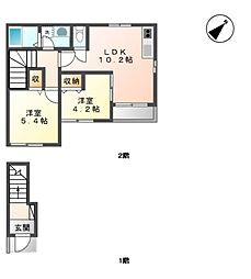 プログレス 2階2LDKの間取り