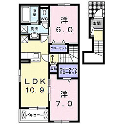 キャンディハウスＧ 2階2LDKの間取り