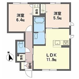 シャーメゾン西野 2LDKの間取図画像
