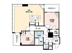 クレストプライムタワー芝 2LDKの間取図画像