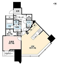 パークコート渋谷ザタワー 1SLDKの間取図画像