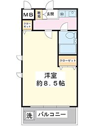 トップ行徳No.1 1Kの間取図画像