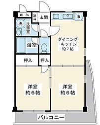プラザ・ステビア 2DKの間取図画像