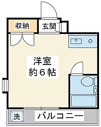スタジオ14 ワンルームの間取図画像