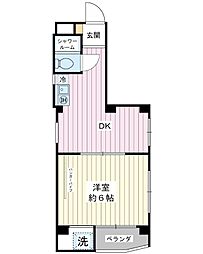 ヴィラモンテ 1DKの間取図画像