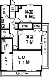 POINT幸 2LDKの間取図画像