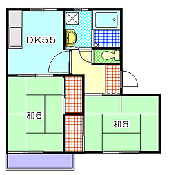 ソレイユB 2DKの間取図画像