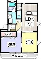 KAMITOWNB 2LDKの間取図画像