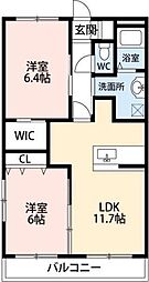 コルベーユ 2LDKの間取図画像