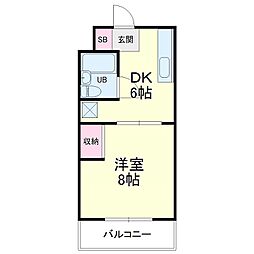 パークヒルズタカハタ 1DKの間取図画像