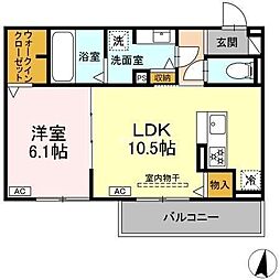 Uリッチトリシア 1LDKの間取図画像