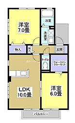 ガーデンスクエア1 2LDKの間取図画像