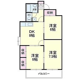 キャトルセゾン 3DKの間取図画像