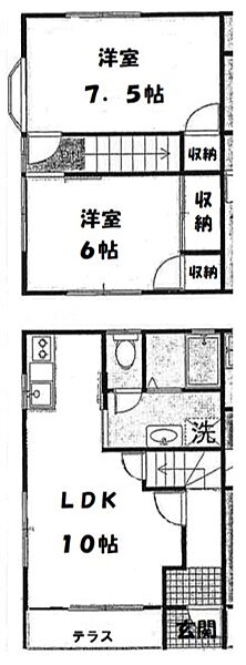 テラスハウス鈴木D 1｜静岡県浜松市中央区西塚町(賃貸テラスハウス2LDK・--・57.34㎡)の写真 その2