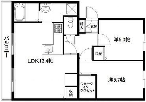 諏訪ハイツ 406｜静岡県浜松市中央区中島１丁目(賃貸マンション2LDK・4階・55.80㎡)の写真 その2