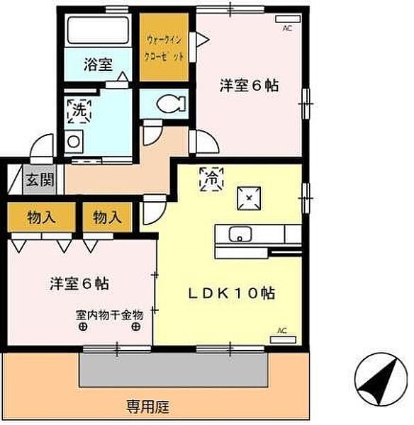 リビングタウンヴェルード A101｜静岡県磐田市新貝３丁目(賃貸アパート2LDK・1階・55.44㎡)の写真 その2