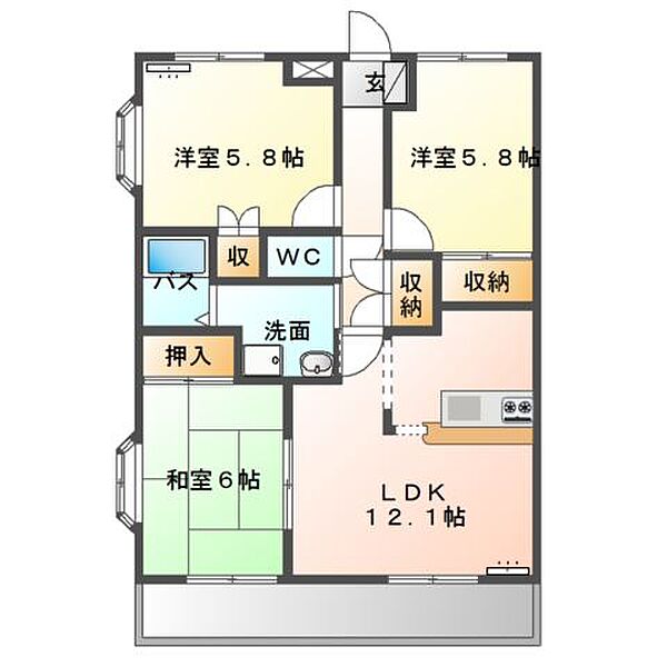 サバーイ・デイ・ビラ ｜静岡県浜松市中央区上島１丁目(賃貸アパート3LDK・2階・66.00㎡)の写真 その2