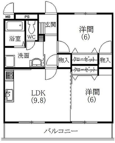 VPマンションIII 3503｜静岡県磐田市鳥之瀬(賃貸マンション2LDK・3階・51.84㎡)の写真 その2