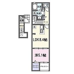 フーガ 2階1LDKの間取り