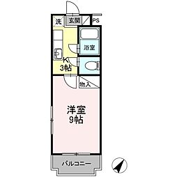 ロマネコンティ 1Kの間取図画像