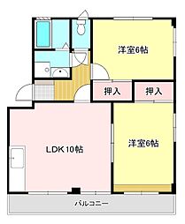 エレガンスヤダ 2LDKの間取図画像