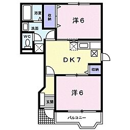 ハピーホースB 2DKの間取図画像