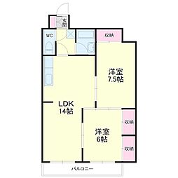 キャトルセゾン 2LDKの間取図画像