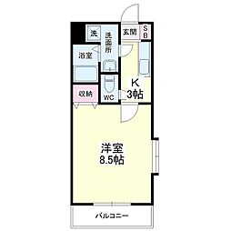 グランディア 1Kの間取図画像