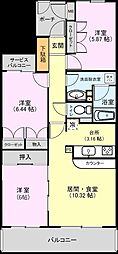 ブライティ広沢 3LDKの間取図画像
