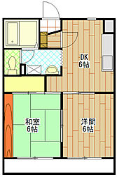 メゾンドアムール 2DKの間取図画像