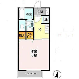 かけがわ寮 1Kの間取図画像