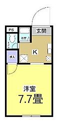 エスポワール2 1Kの間取図画像
