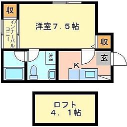 セゾンド・エル・新津 1Kの間取図画像