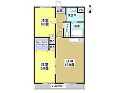 K'sCentral 2LDKの間取図画像
