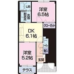 ニューアーバンA 2DKの間取図画像
