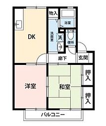 ロイヤルガーデンC 2DKの間取図画像