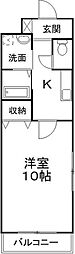 フォレストリバー 1Kの間取図画像